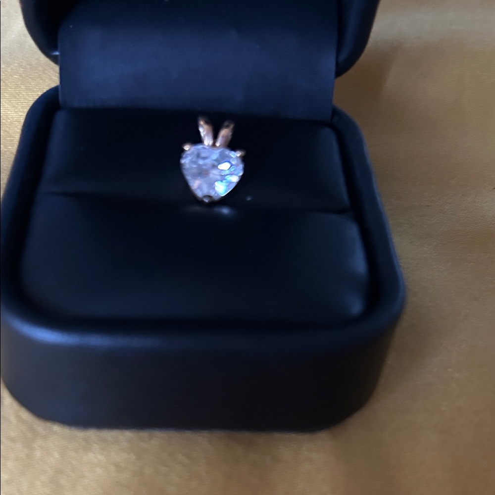 Radiant Heart-Cut Clear Stone Pendant in Gold Tone - Picture 4 of 9